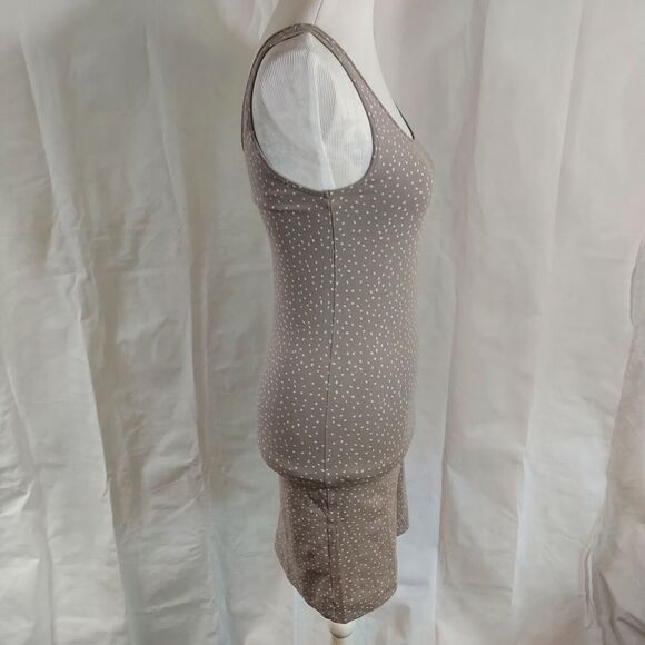 H&M Basic Tank Bodycon Mini Dress Small Sleeveless Gray White Polka Dot Stretch - Picture 5 of 10